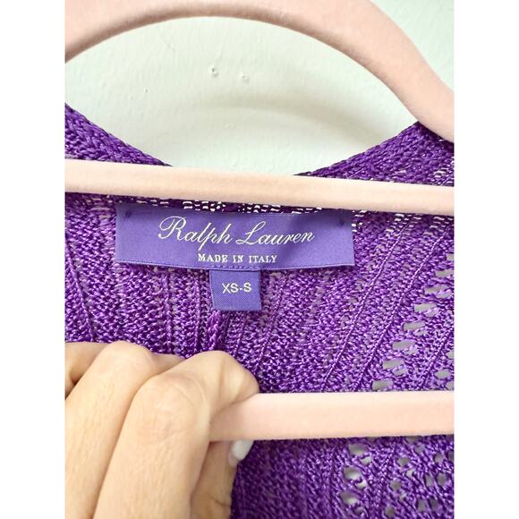 Ralph Lauren Silk Blend Long Sleeve V-Neck Pullover Sweater Violet Women's XS-S - Picture 2 of 4